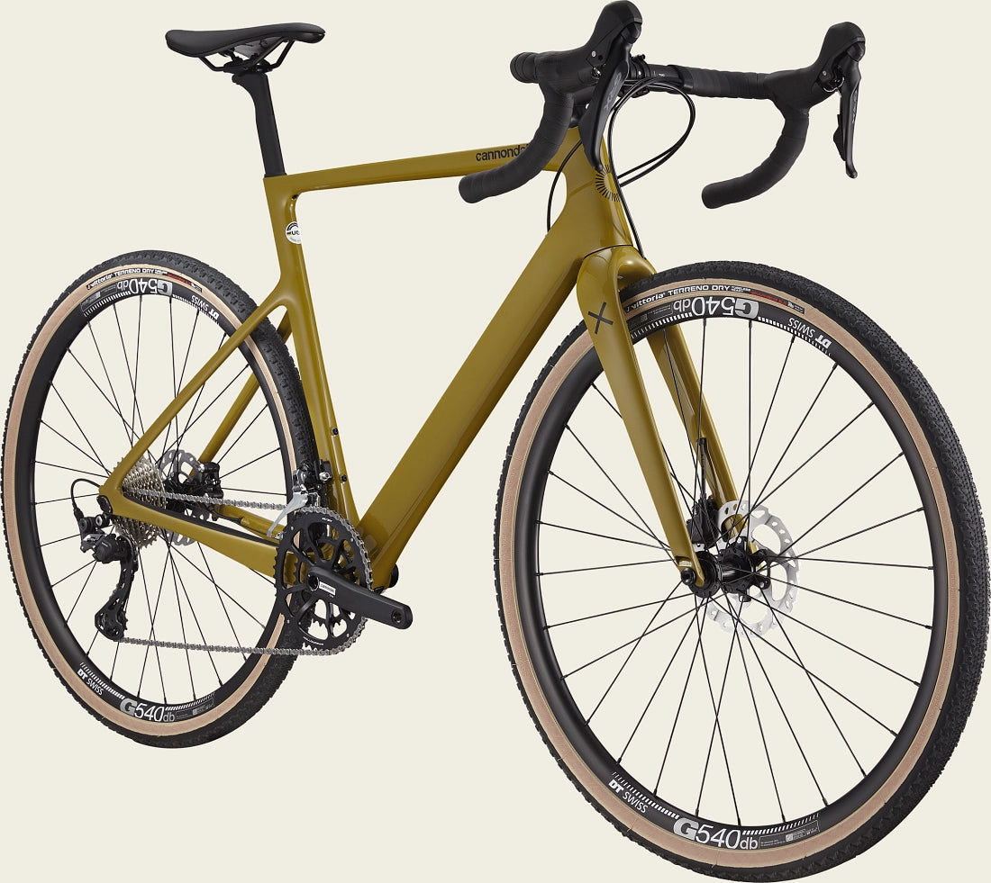 olive green gravel bike Cannondale SuperSix EVO SE 2 Gravel Bike
