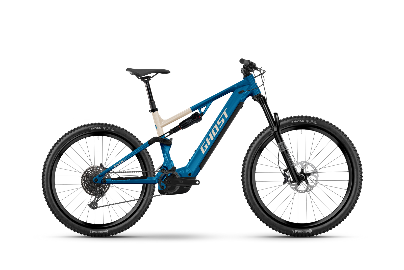 Ghost E-ASX Universal Electric Mountain Bike - Candy Blue/Coffee Arctic Dust - Glossy