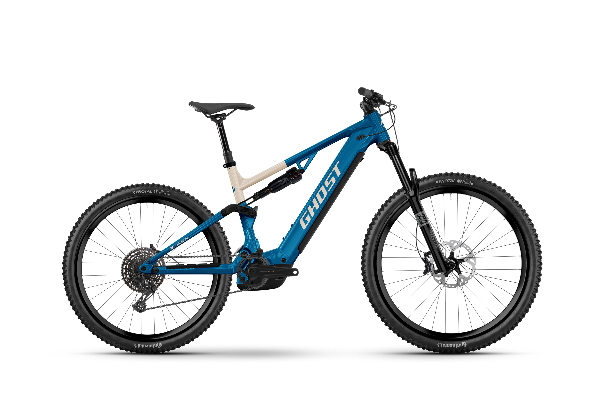 Ghost E-ASX Universal Electric Mountain Bike - Candy Blue/Coffee Arctic Dust - Glossy
