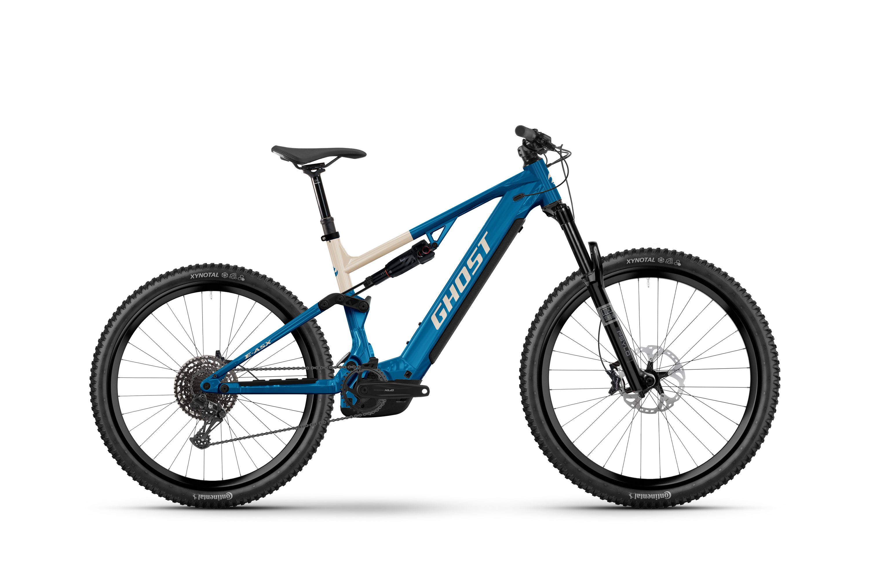 Ghost E-ASX Universal Electric Mountain Bike - Candy Blue/Coffee Arctic Dust - Glossy