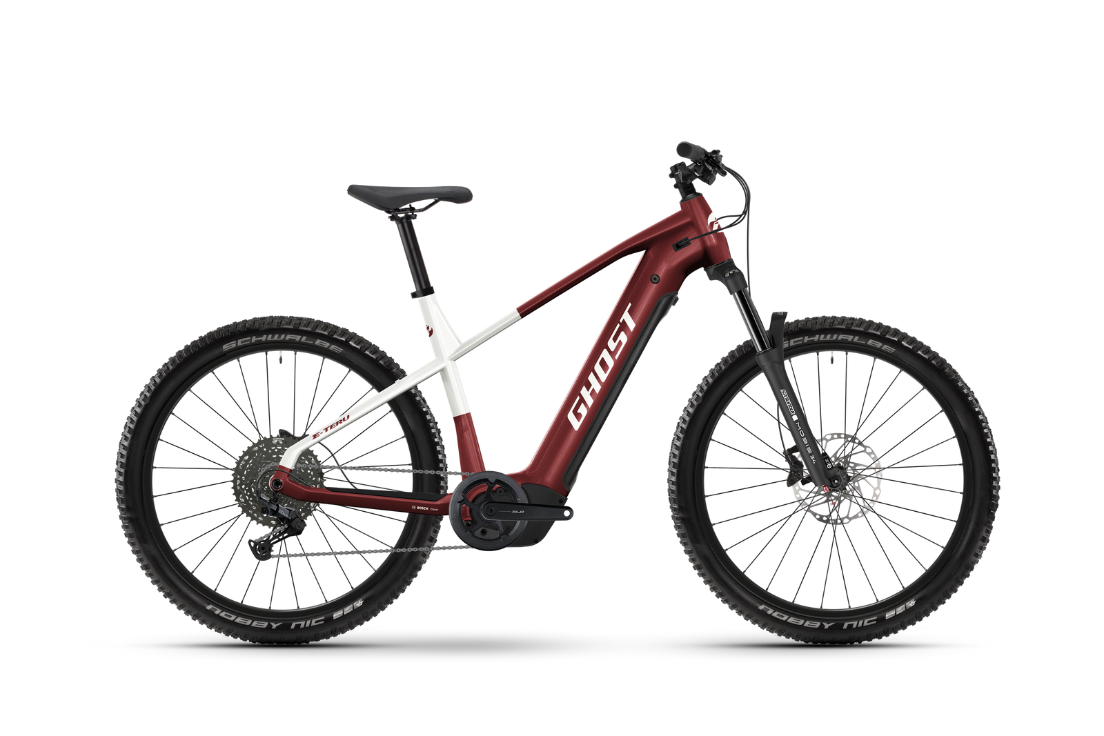 Ghost E-Teru Advanced Electric Mountain Bike - Carbon Red/Chilly White - Glossy