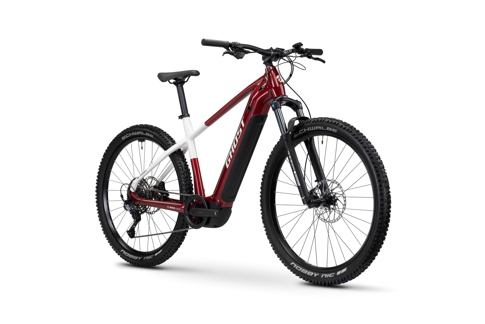Ghost E-Teru Advanced Electric Mountain Bike - Carbon Red/Chilly White - Glossy