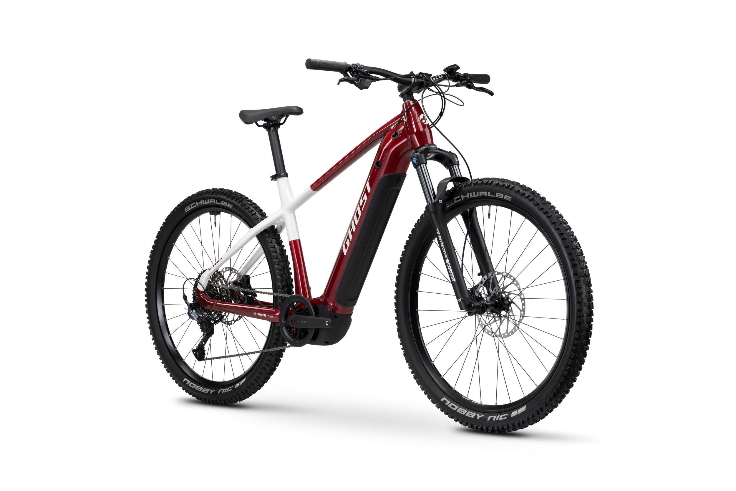 Ghost E-Teru Advanced Electric Mountain Bike - Carbon Red/Chilly White - Glossy