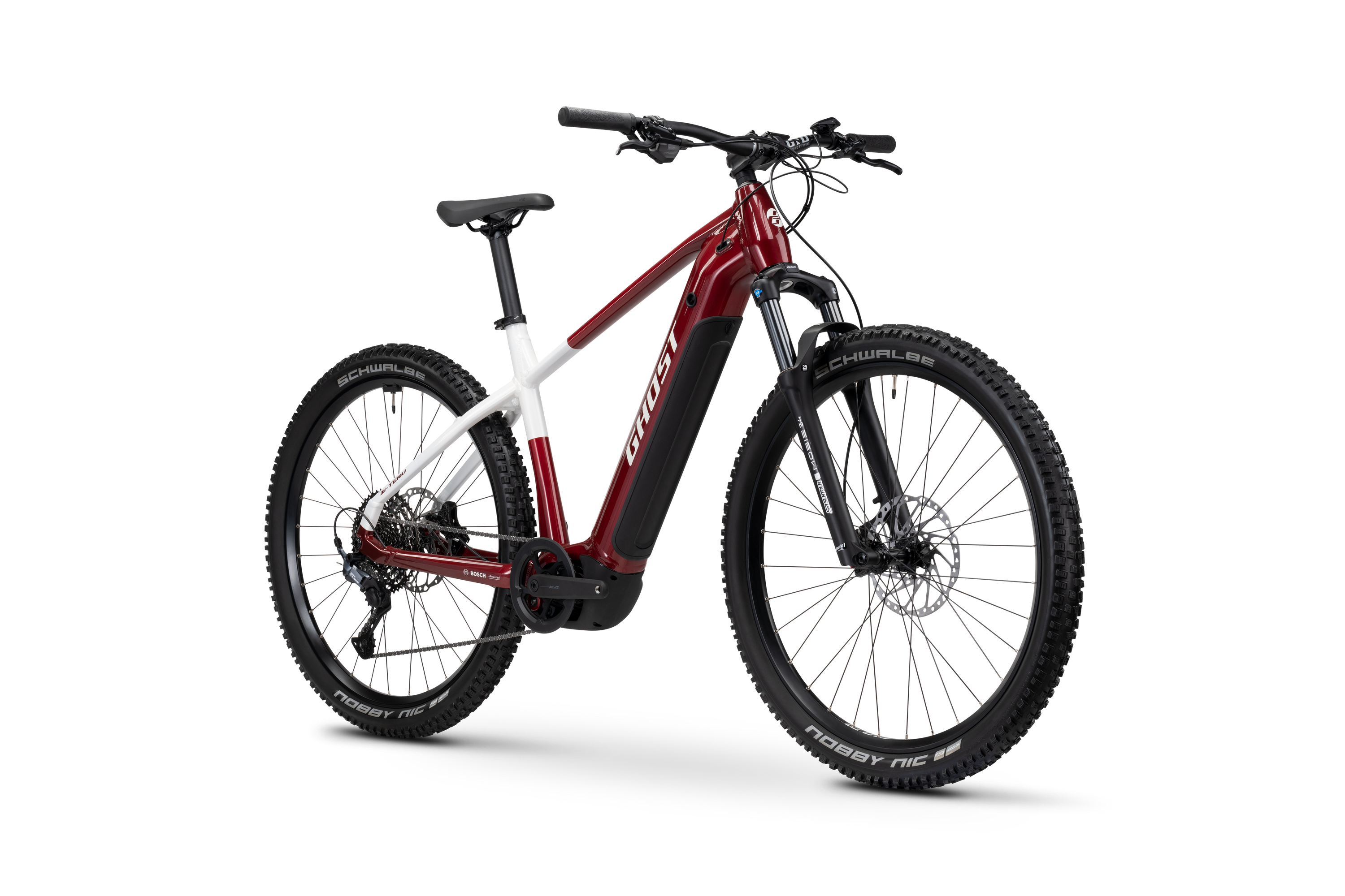 Ghost E-Teru Advanced Electric Mountain Bike - Carbon Red/Chilly White - Glossy