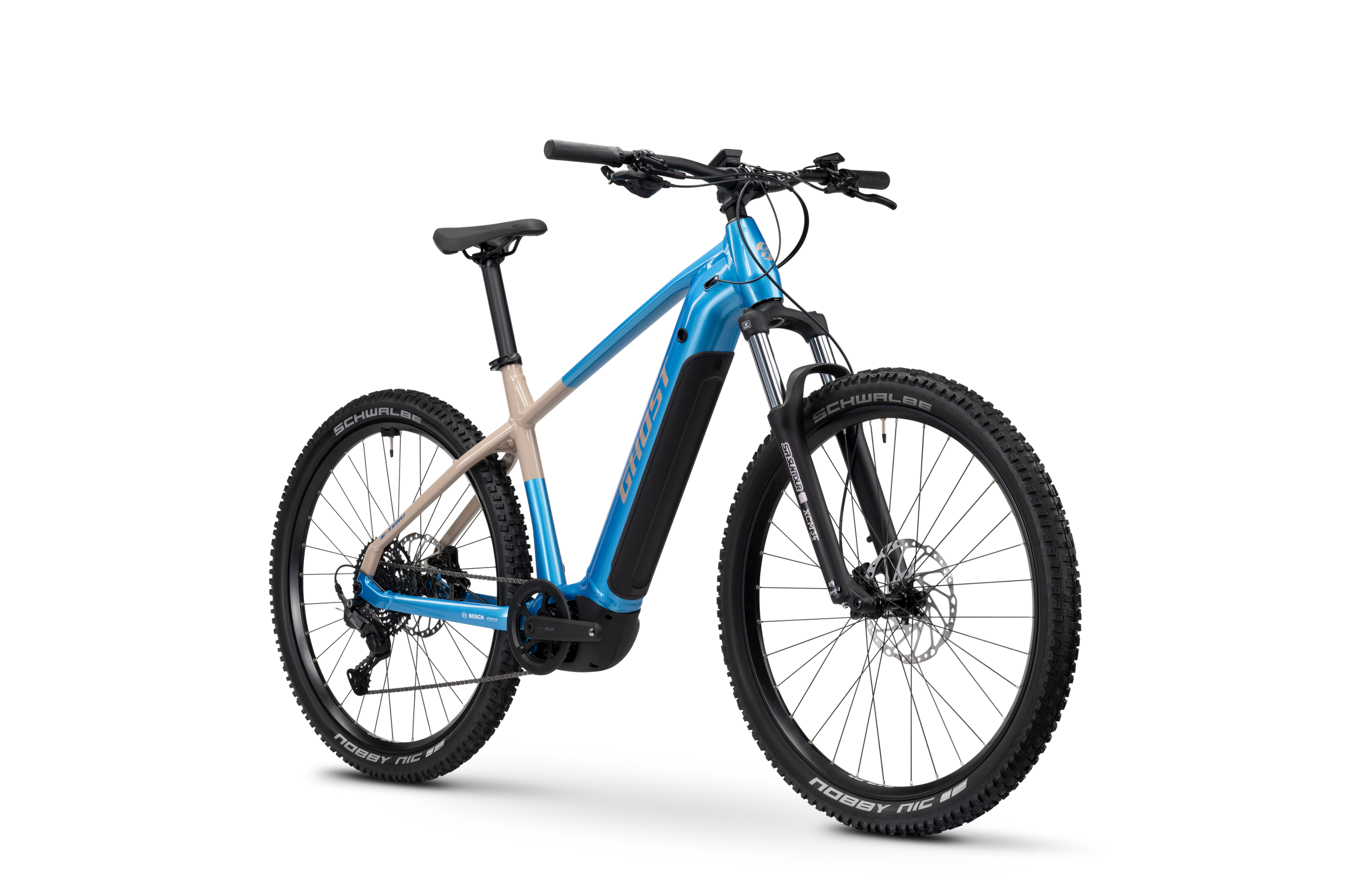 Ghost E-Teru Universal Electric Mountain Bike - Atlantic Blue/Coffee Ice Rose - Glossy