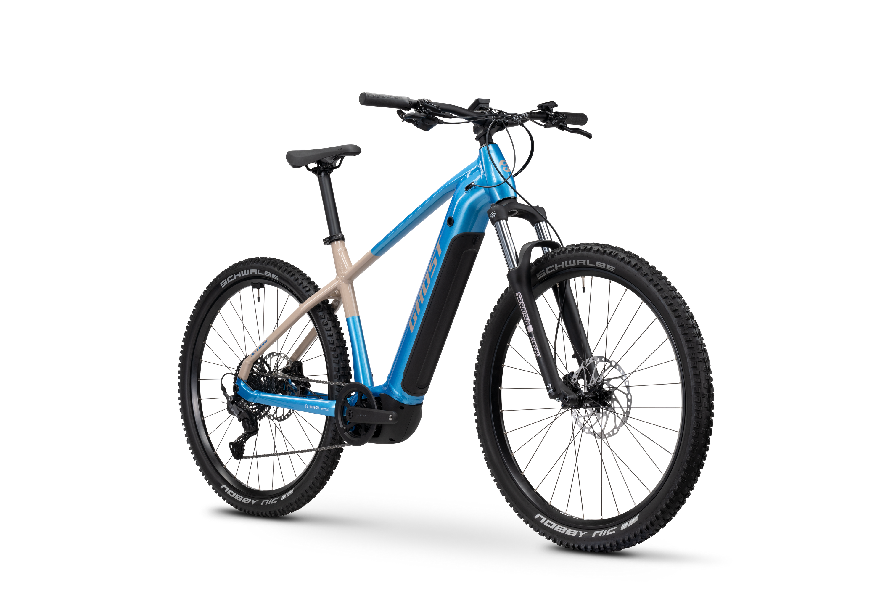 Ghost E-Teru Universal Electric Mountain Bike - Atlantic Blue/Coffee Ice Rose - Glossy