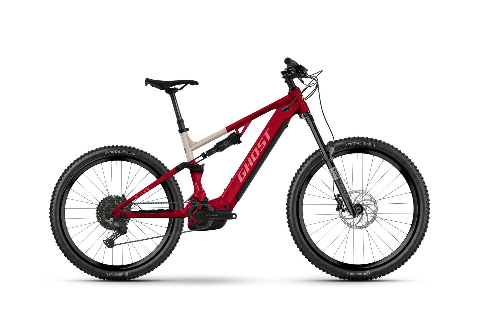 Ghost E-ASX Essential Electric Mountain Bike - Rebel Red/Coffee Pebble - Glossy