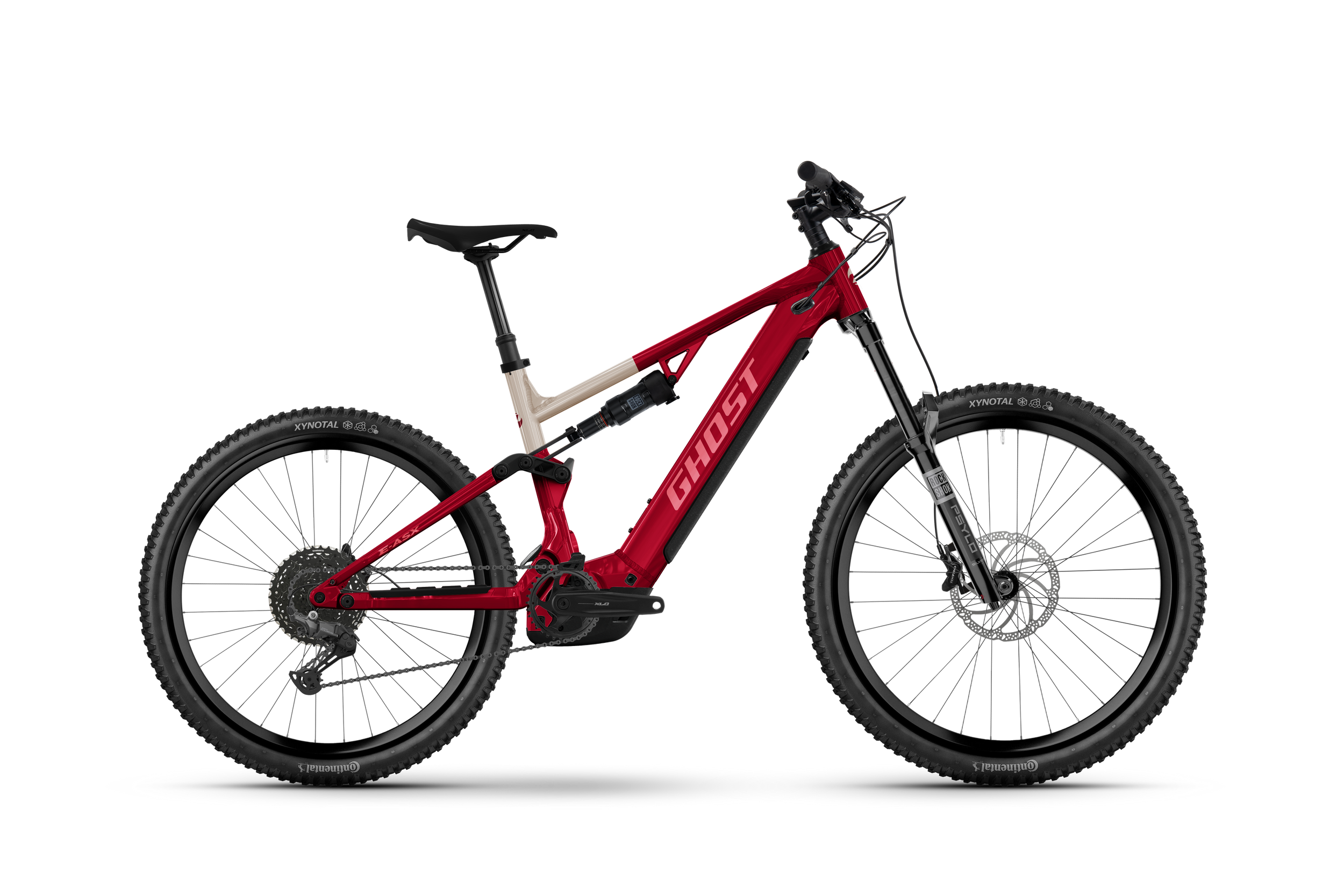 Ghost E-ASX Essential Electric Mountain Bike - Rebel Red/Coffee Pebble - Glossy
