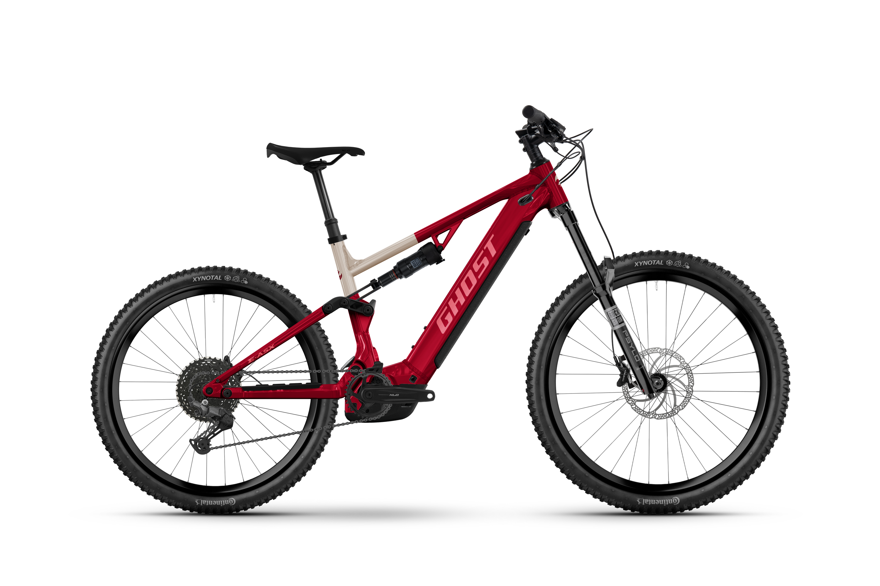 Ghost E-ASX Essential Electric Mountain Bike - Rebel Red/Coffee Pebble - Glossy