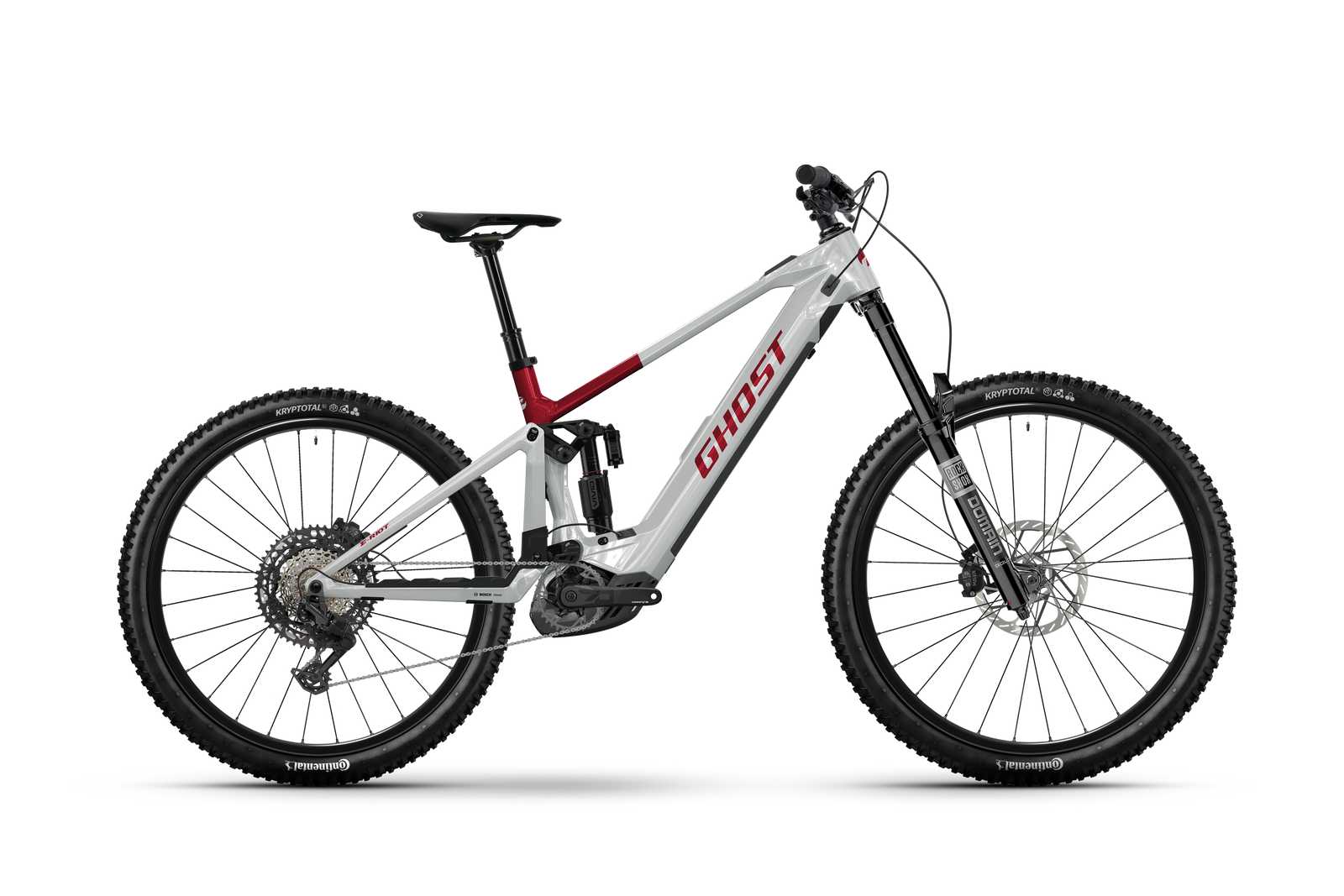 Ghost E-Riot CF Advanced Electric Mountain Bike - Rebel Red/Misty Gray - Glossy