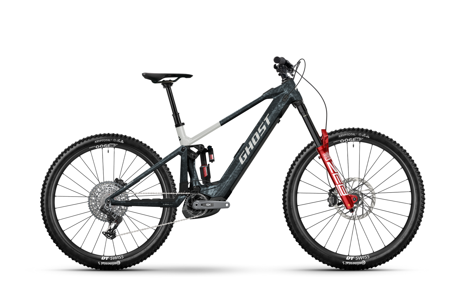 Ghost E-Riot CF Full Party Electric Mountain Bike - Mist Blue/Pure Elegance - Glossy