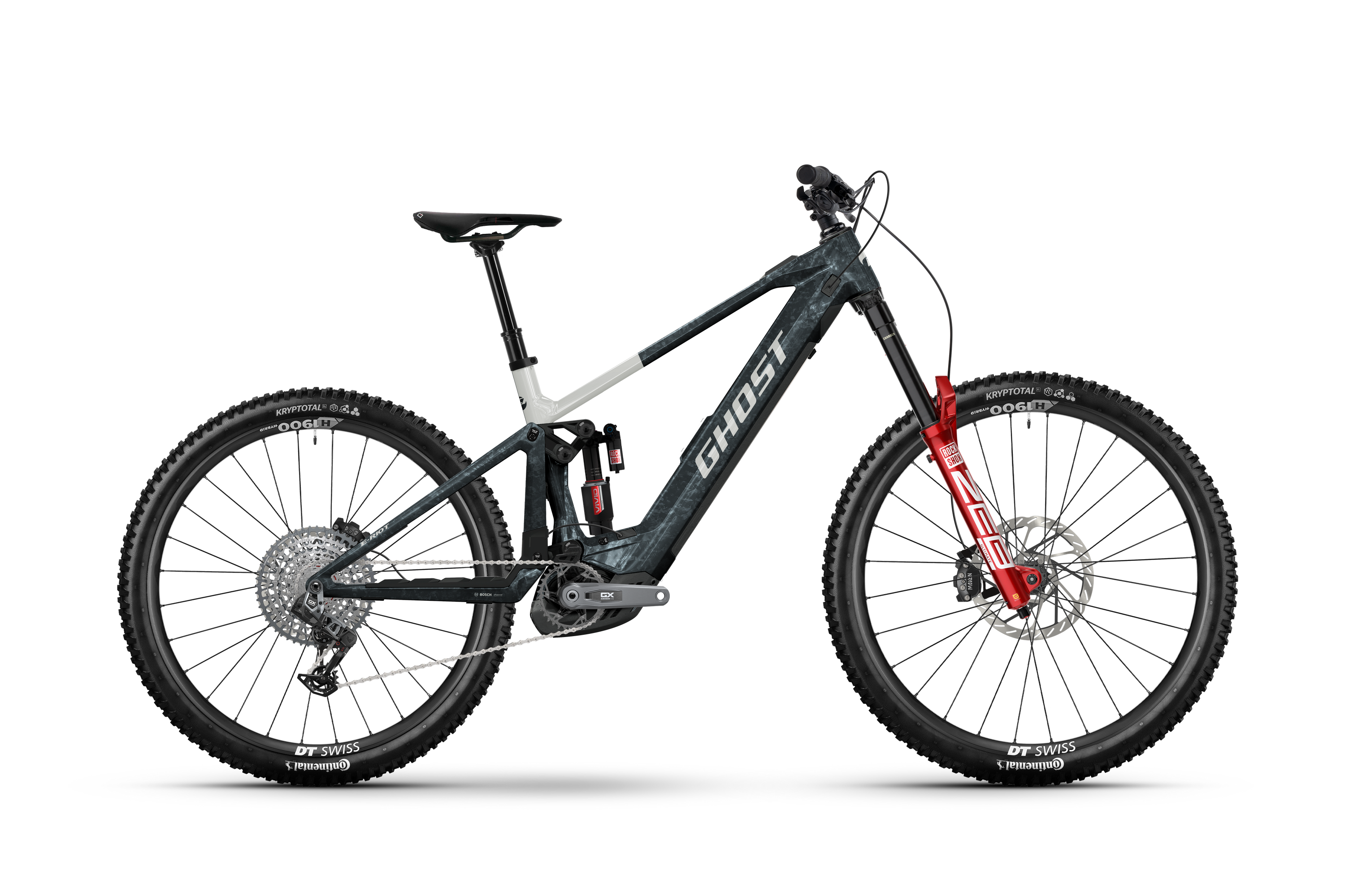 Ghost E-Riot CF Full Party Electric Mountain Bike - Mist Blue/Pure Elegance - Glossy