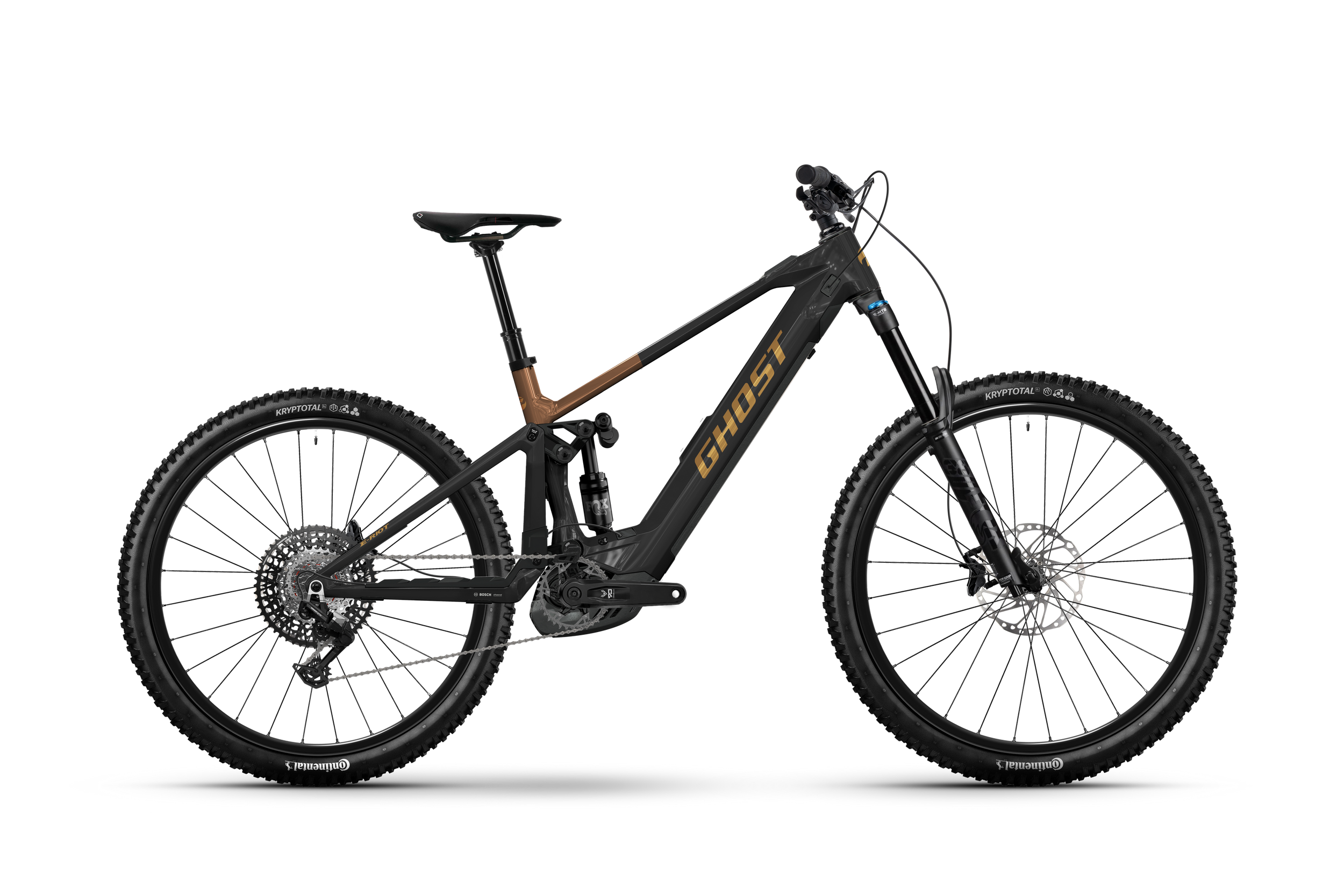Ghost E-Riot CF Pro Electric Mountain Bike - Heavy Metal/Deep Coffee - Glossy