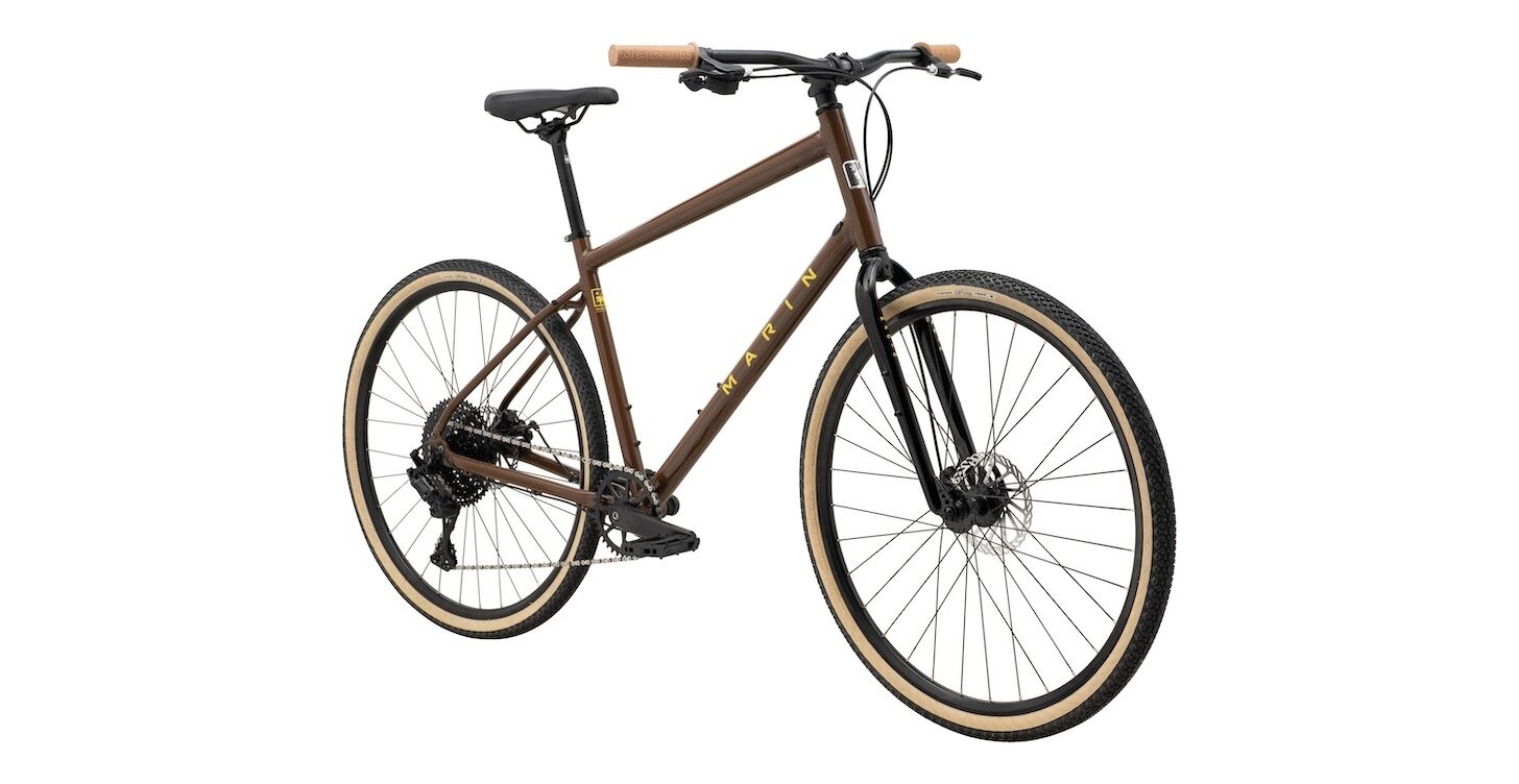 Marin Kentfield 2 Hybrid Bike - Gloss Brown/Black/Yellow